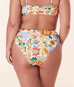 The High Waist Cheeky Bikini Bottom - Eco Nylon - Bird Floral