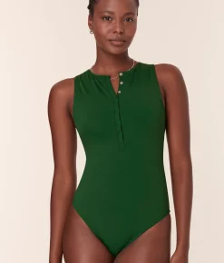 The Malibu One Piece - Eco Nylon - Pesto - Classic