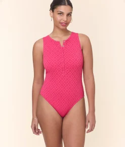 The Malibu One Piece - Eyelet - Begonia - Classic