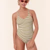 The Marco One Piece - Striped Rib - Iguana - Classic