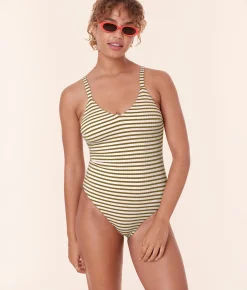 The Marco One Piece - Striped Rib - Iguana - Classic