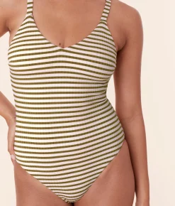 The Marco One Piece - Striped Rib - Iguana - Classic