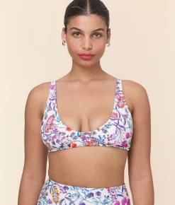 The Mila Bikini Top - Eco Nylon - Botanical Floral