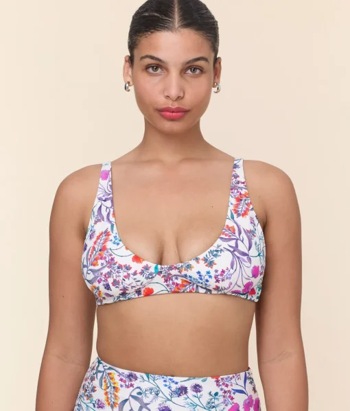 The Mila Bikini Top - Eco Nylon - Botanical Floral