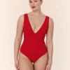 The Mykonos One Piece - Eco Ribbed - Cherry Red - Classic