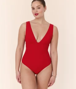 The Mykonos One Piece - Eco Ribbed - Cherry Red - Classic