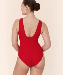 The Mykonos One Piece - Eco Ribbed - Cherry Red - Classic