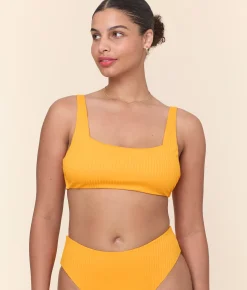 The Rye Bikini Top - Wide Rib - Tangerine