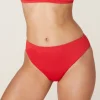 The 90s High Waist Bikini Bottom - Eco Nylon - Cherry Red