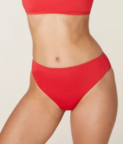 The 90s High Waist Bikini Bottom - Eco Nylon - Cherry Red