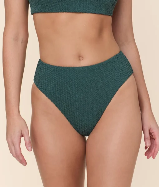 The 90s High Waist Bikini Bottom - Textured Weave - Seaweed