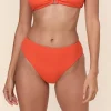The 90s High Waist Bikini Bottom - Eco Ribbed - Vermillion