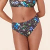 The 90s High Waist Bikini Bottom - Eco Nylon - Wildflowers