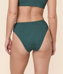 The 90s High Waist Bikini Bottom - Textured Weave - Seaweed