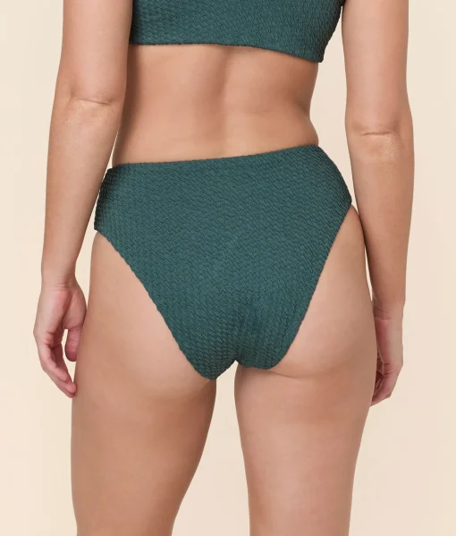 The 90s High Waist Bikini Bottom - Textured Weave - Seaweed
