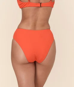 The 90s High Waist Bikini Bottom - Eco Ribbed - Vermillion
