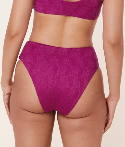 The 90s High Waist Bikini Bottom - Floral Lace - Aurora