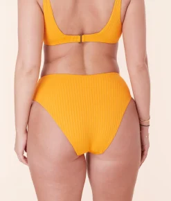 The 90s High Waist Bikini Bottom - Wide Rib - Tangerine