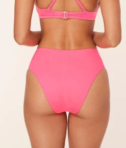 The 90s High Waist Bikini Bottom - Eco Nylon - Neon Grapefruit