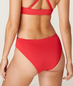 The 90s High Waist Bikini Bottom - Eco Nylon - Cherry Red