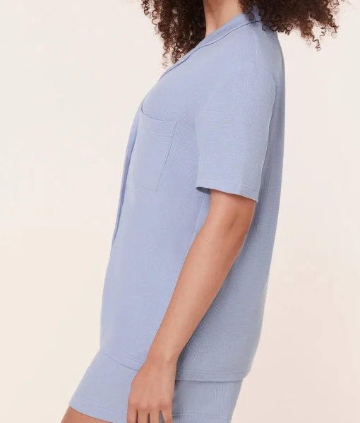 The Short Sleeve Button Up - Waffle - Lilac