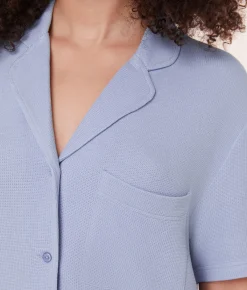The Short Sleeve Button Up - Waffle - Lilac
