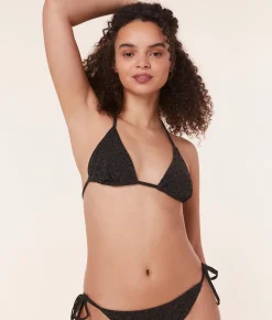 The String Bikini Top - Lurex Rib - Black
