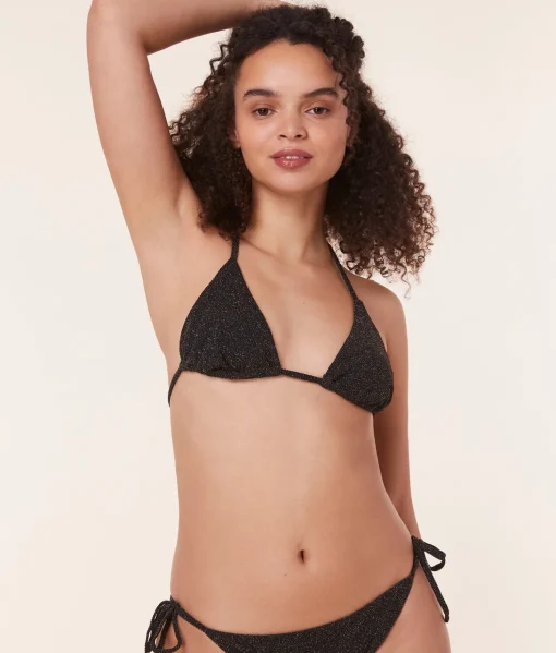 The String Bikini Top - Lurex Rib - Black