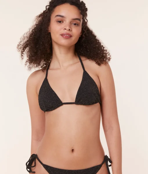 The String Bikini Top - Lurex Rib - Black