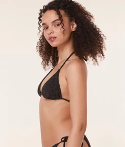 The String Bikini Top - Lurex Rib - Black