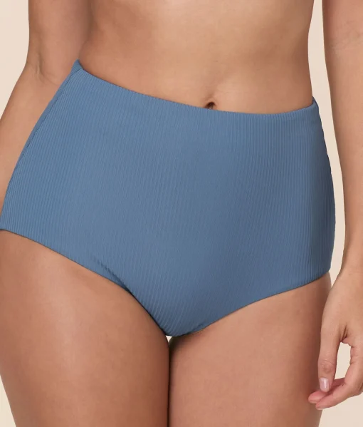 The Super High Waist Bikini Bottom - Eco Ribbed - Slate