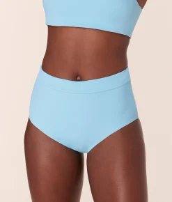 The Wide Band High Waist Bikini Bottom - Eco Nylon - Hydrangea