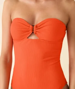 The Zoe One Piece - Eco Ribbed - Vermillion - Classic